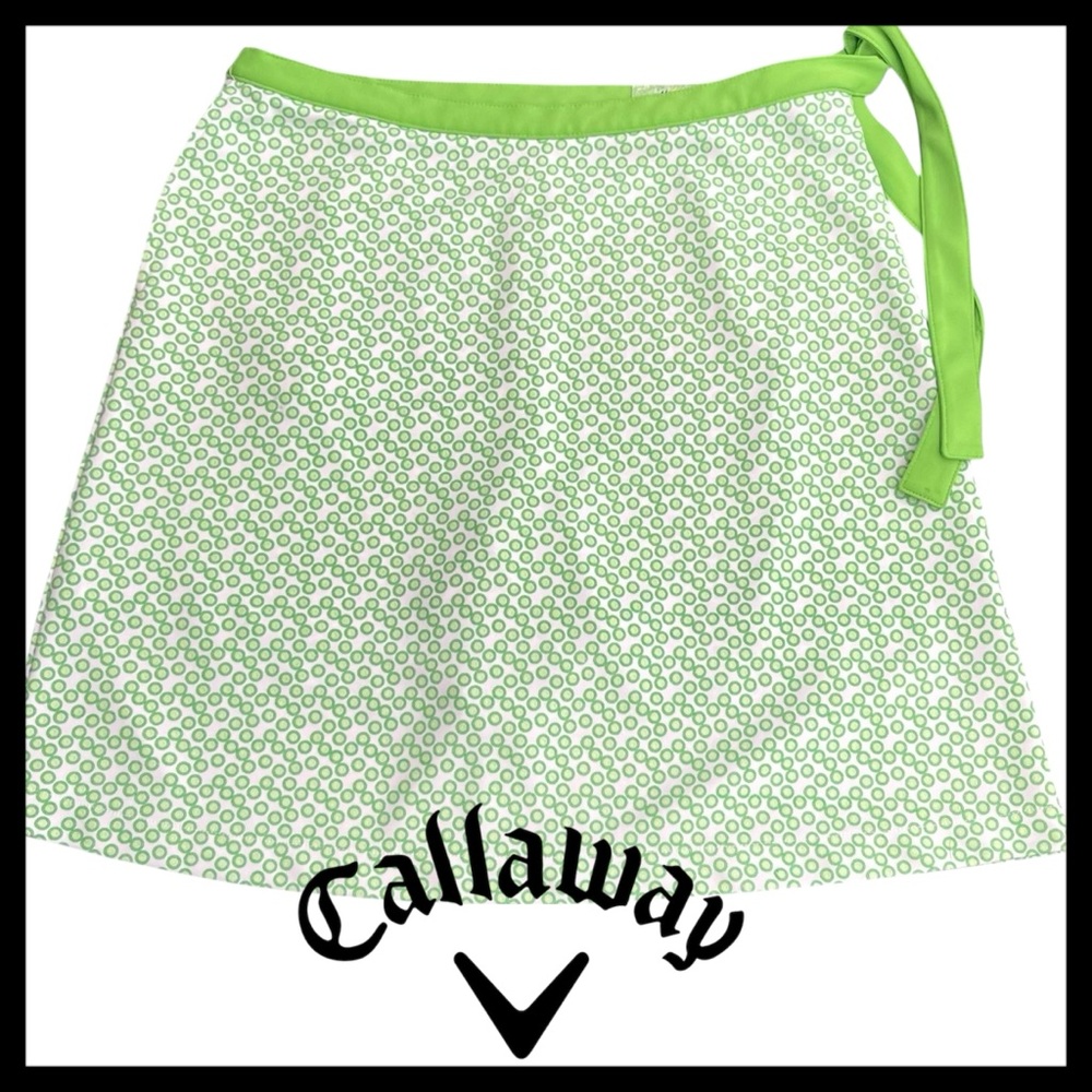 Callaway Golf Green/White Circle Pattern Side Tie Skort Skirt (6) - Picture 3 of 10